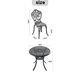 3-Piece Set Of All-Weather Cast Aluminum Dining Furniture Set With Black Frame