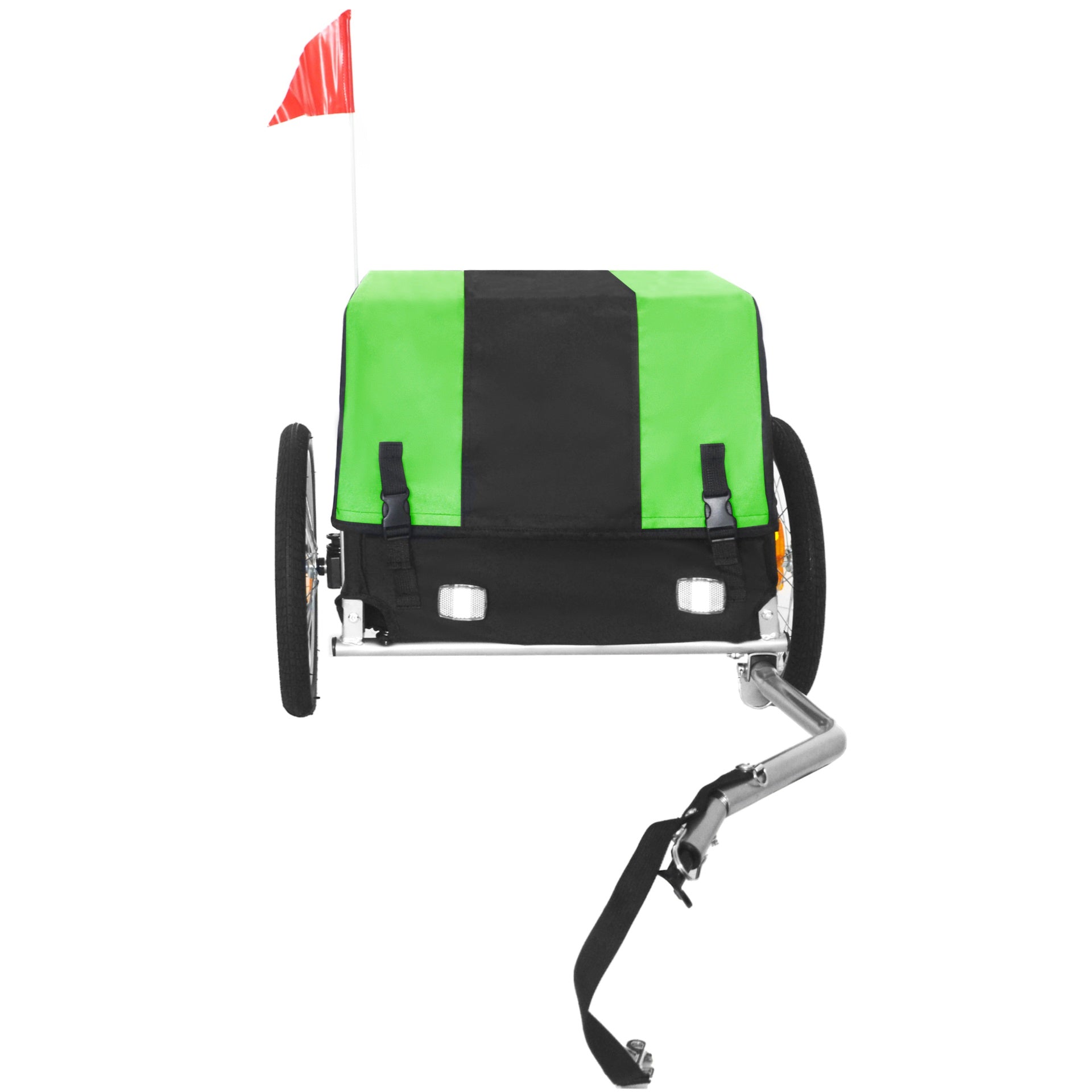 Heavy-Duty Bike Cargo Trailer with Removable Waterproof Cover – 88 lbs Capacity, 16" All-Terrain Wheels & Foldable Design for Camping, Groceries, green black