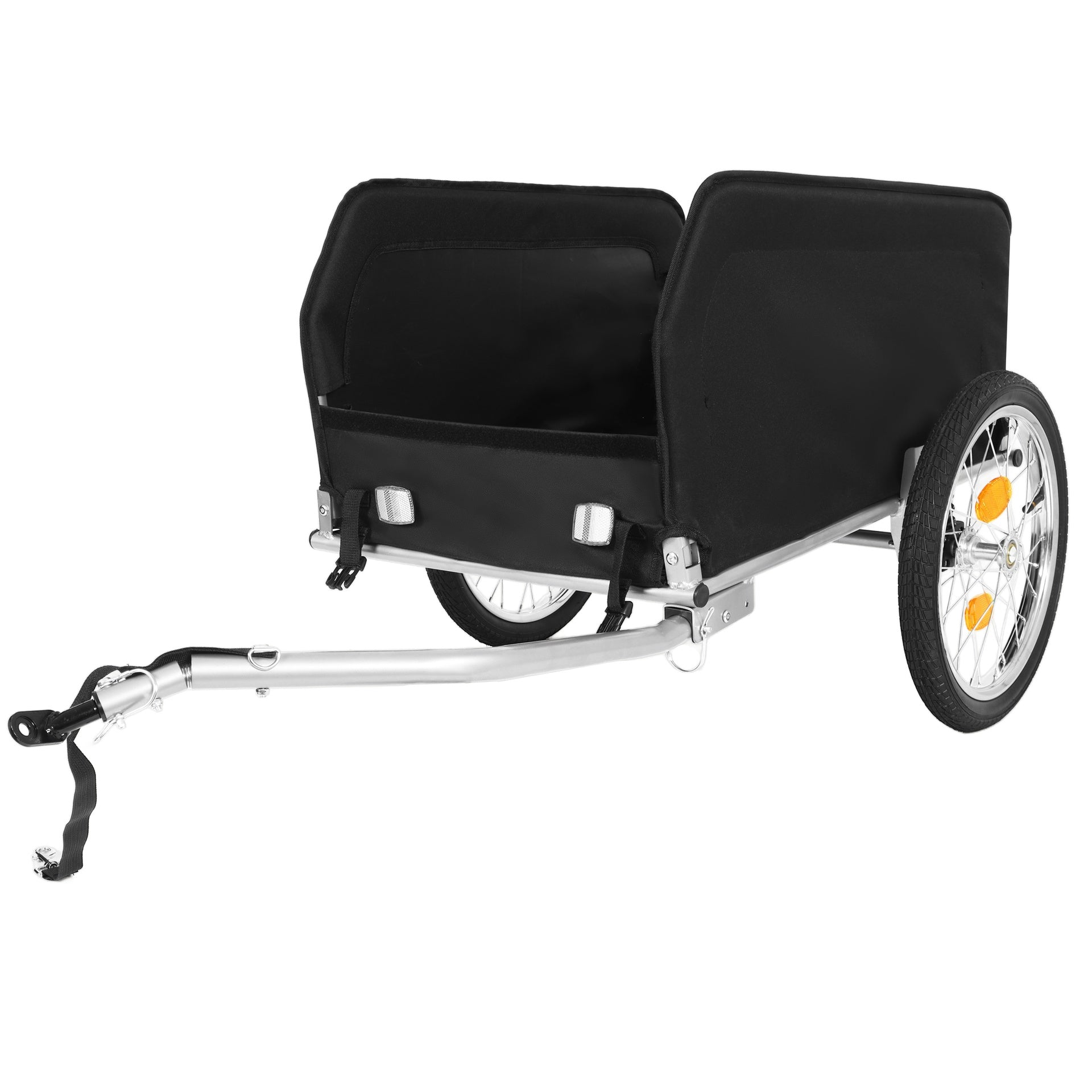 Heavy-Duty Bike Cargo Trailer with Removable Waterproof Cover – 88 lbs Capacity, 16" All-Terrain Wheels & Foldable Design for Camping, Groceries, green black