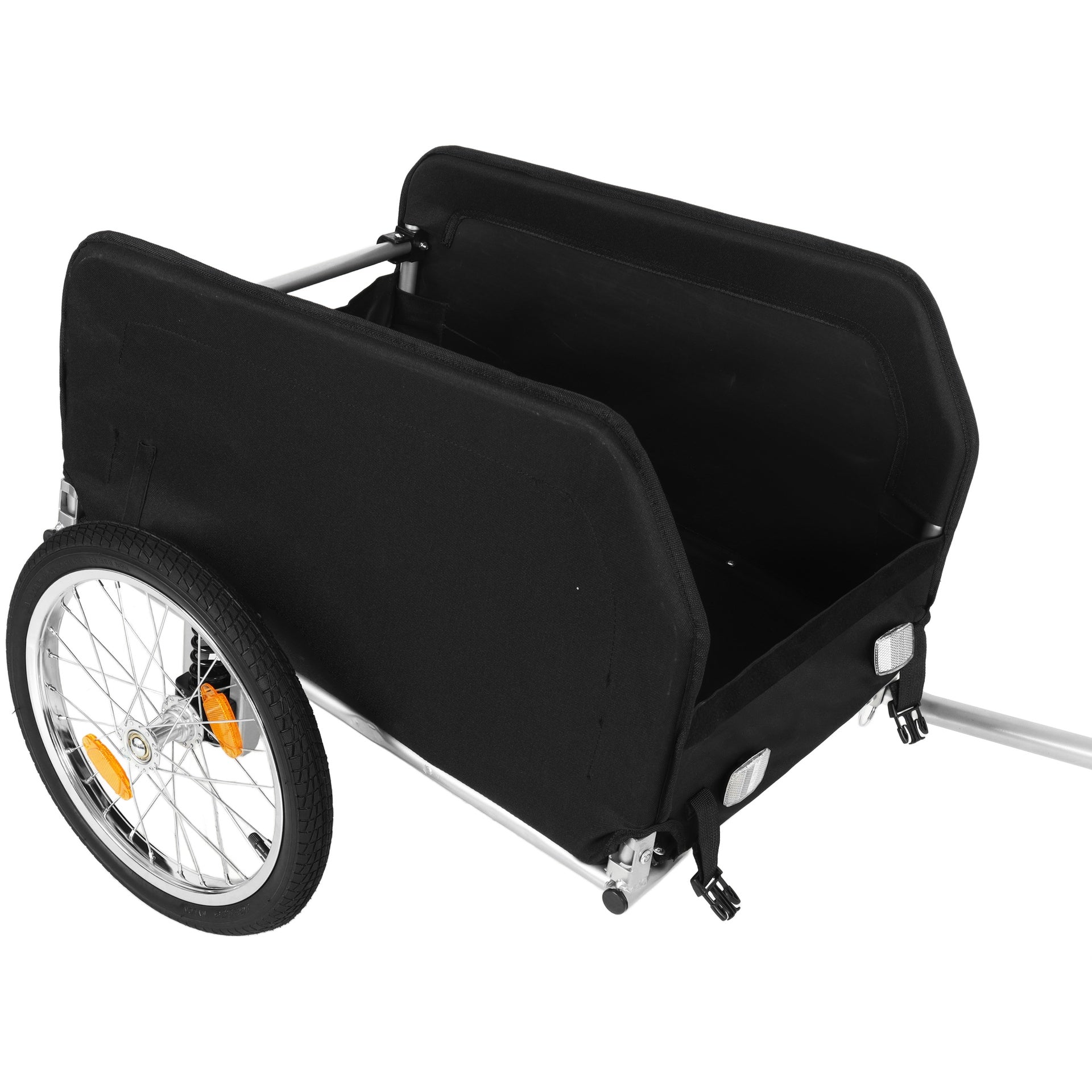 Heavy-Duty Bike Cargo Trailer with Removable Waterproof Cover – 88 lbs Capacity, 16" All-Terrain Wheels & Foldable Design for Camping, Groceries, green black