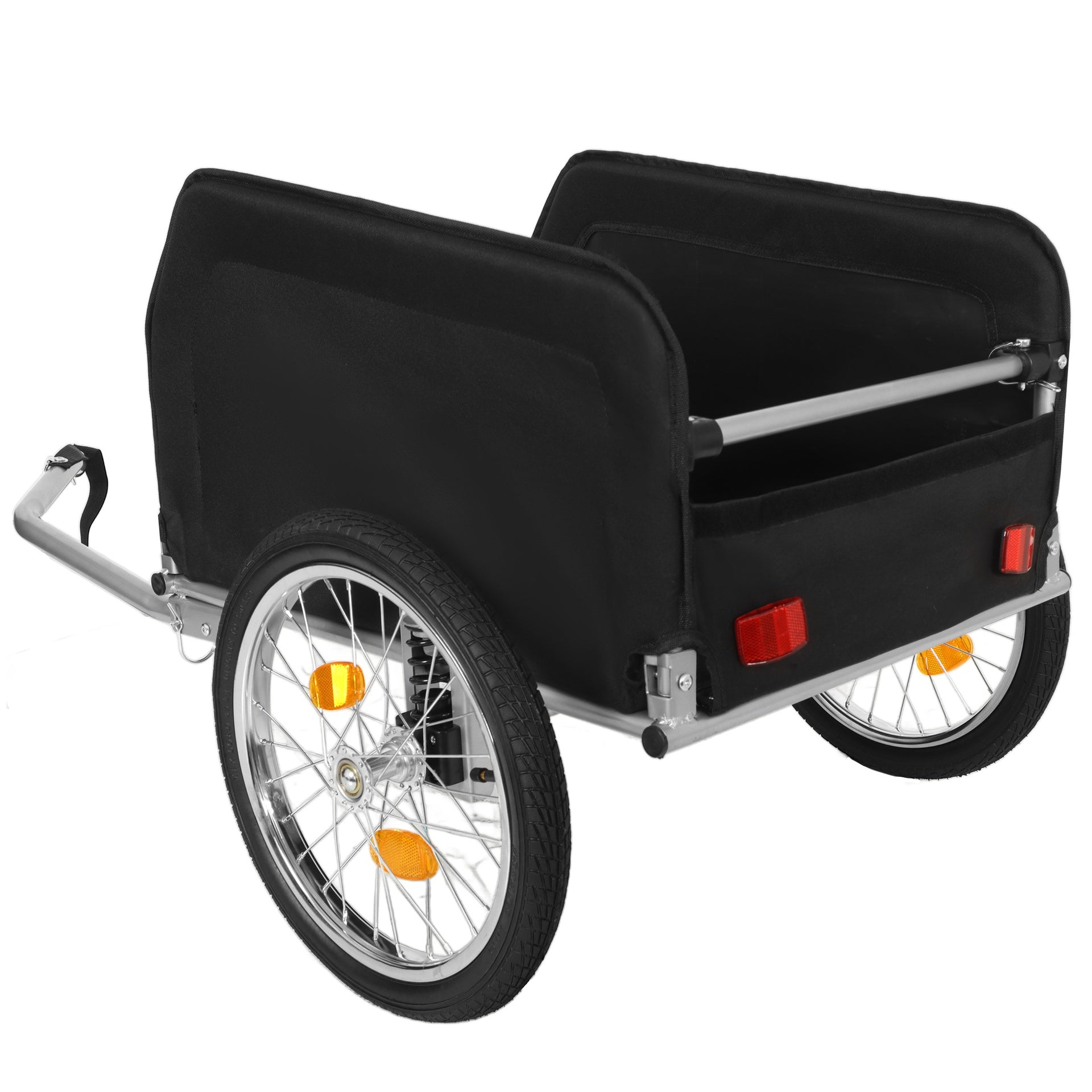 Heavy-Duty Bike Cargo Trailer with Removable Waterproof Cover – 88 lbs Capacity, 16" All-Terrain Wheels & Foldable Design for Camping, Groceries, green black