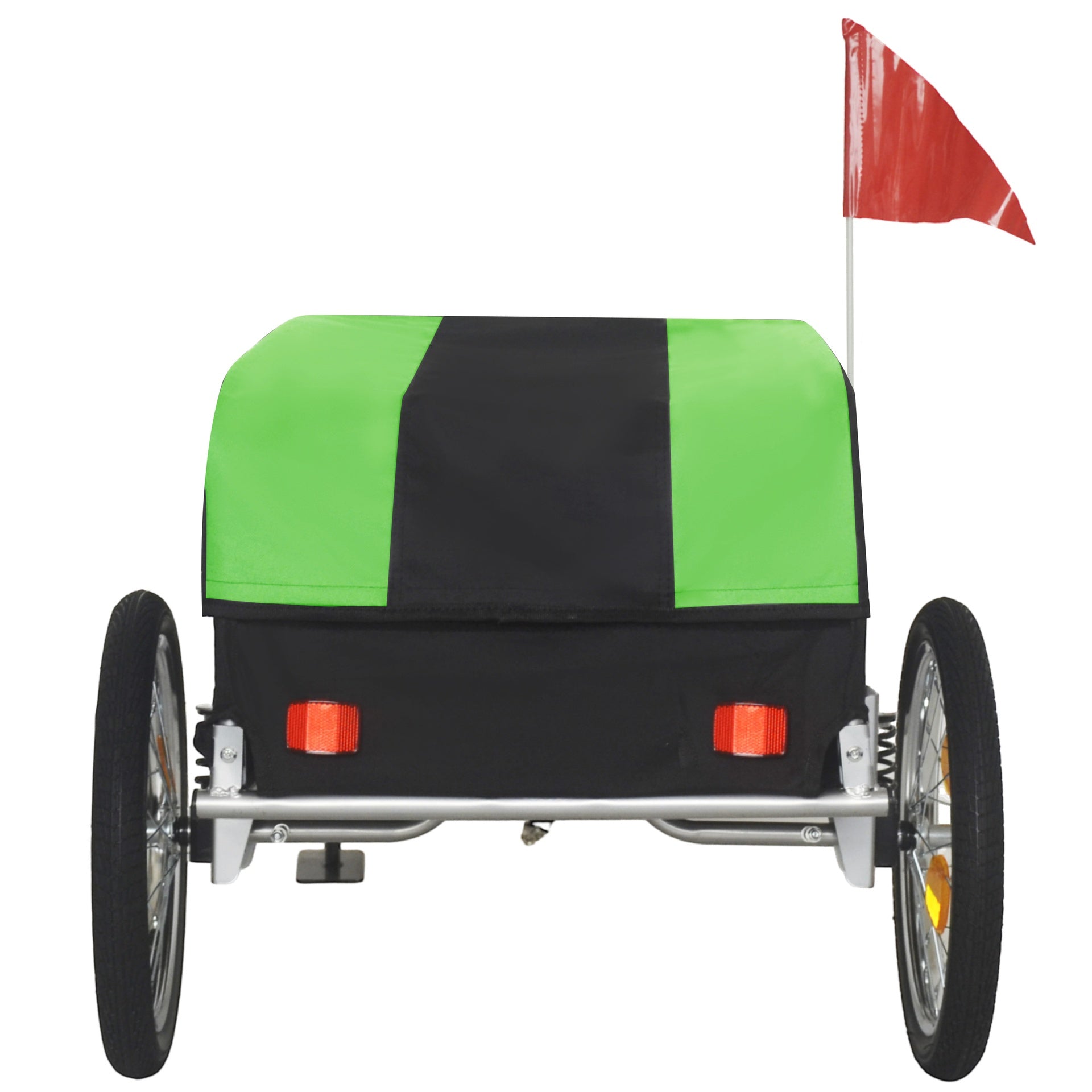Heavy-Duty Bike Cargo Trailer with Removable Waterproof Cover – 88 lbs Capacity, 16" All-Terrain Wheels & Foldable Design for Camping, Groceries, green black