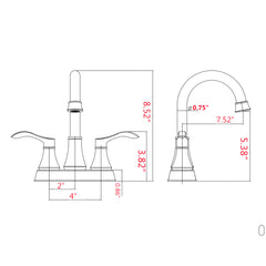 4 inches Centerset Bathroom Faucet 360° Swivel Spout, with Pop Up Drain - Matte Black