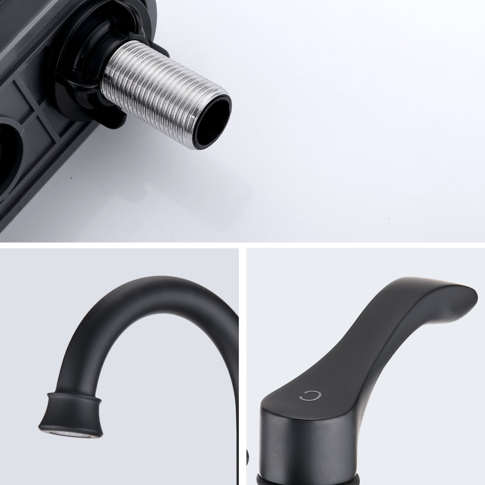 4 inches Centerset Bathroom Faucet 360° Swivel Spout, with Pop Up Drain - Matte Black
