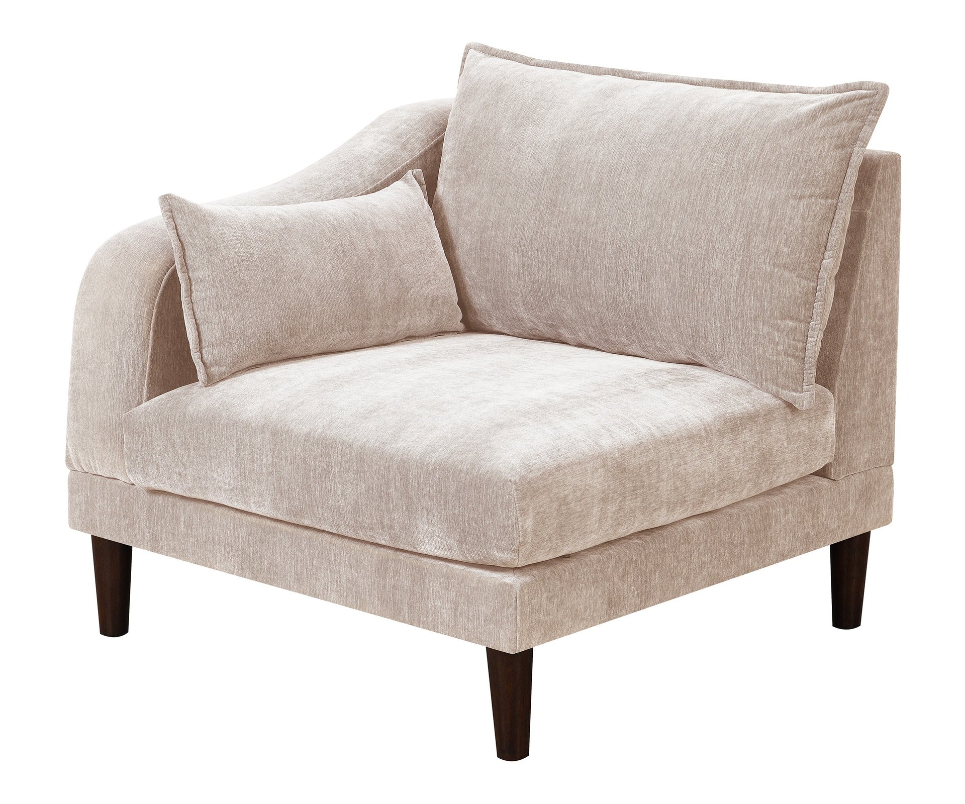 Beautiful Blush Pink LAF / RAF One Arm Chair Morgan Fabric 1pc Chair Pillow Soft Cushion Wood Legs Living Room Furniture