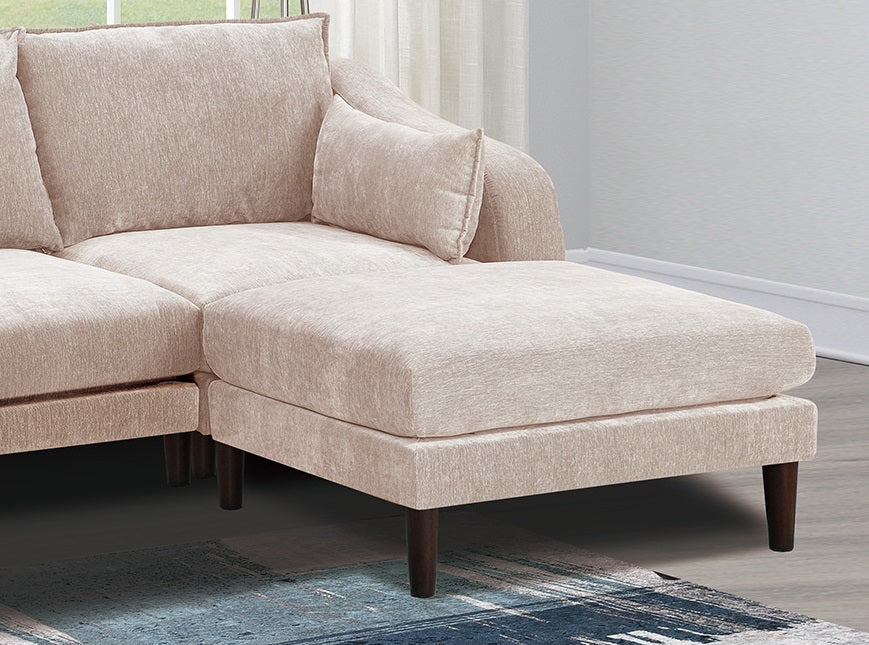 Beautiful Blush Pink LAF / RAF One Arm Chair Morgan Fabric 1pc Chair Pillow Soft Cushion Wood Legs Living Room Furniture