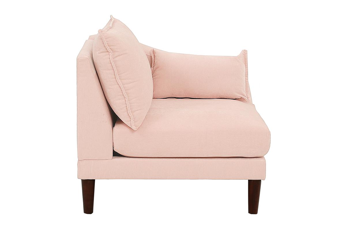 Beautiful Blush Pink LAF / RAF One Arm Chair Morgan Fabric 1pc Chair Pillow Soft Cushion Wood Legs Living Room Furniture