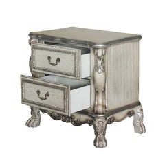 Traditional Elegant Nightstand with 2 Drawers Vintage Bone White Finish Wooden Luxury Bedroom Furniture 1pc Rococo Style