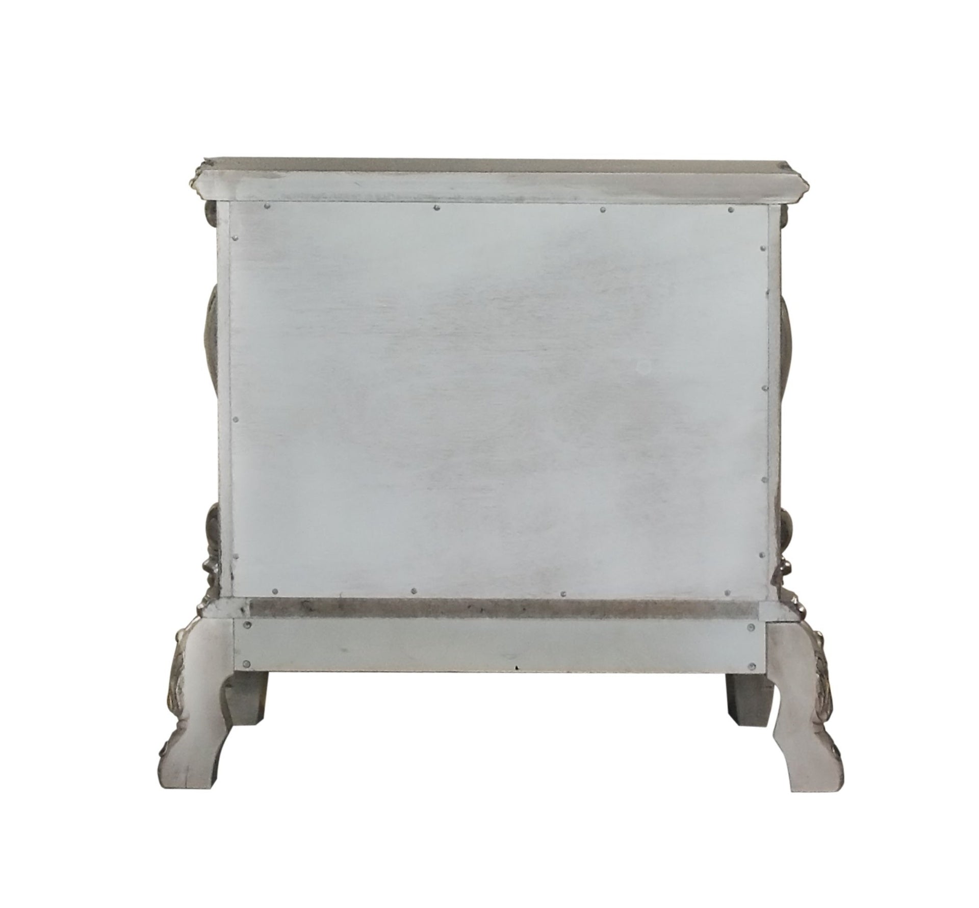 Traditional Elegant Nightstand with 2 Drawers Vintage Bone White Finish Wooden Luxury Bedroom Furniture 1pc Rococo Style