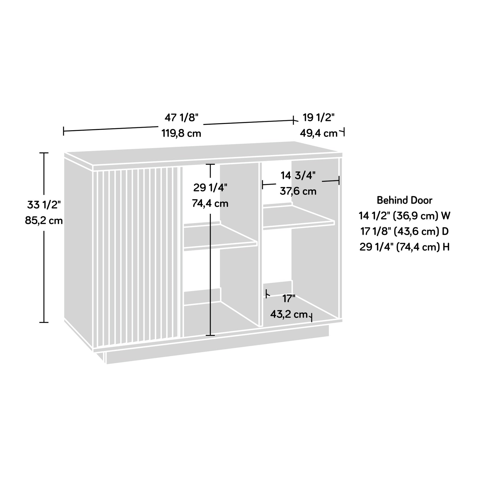 Accent Storage Cabinet with Adjustable Shelves, Gray finish