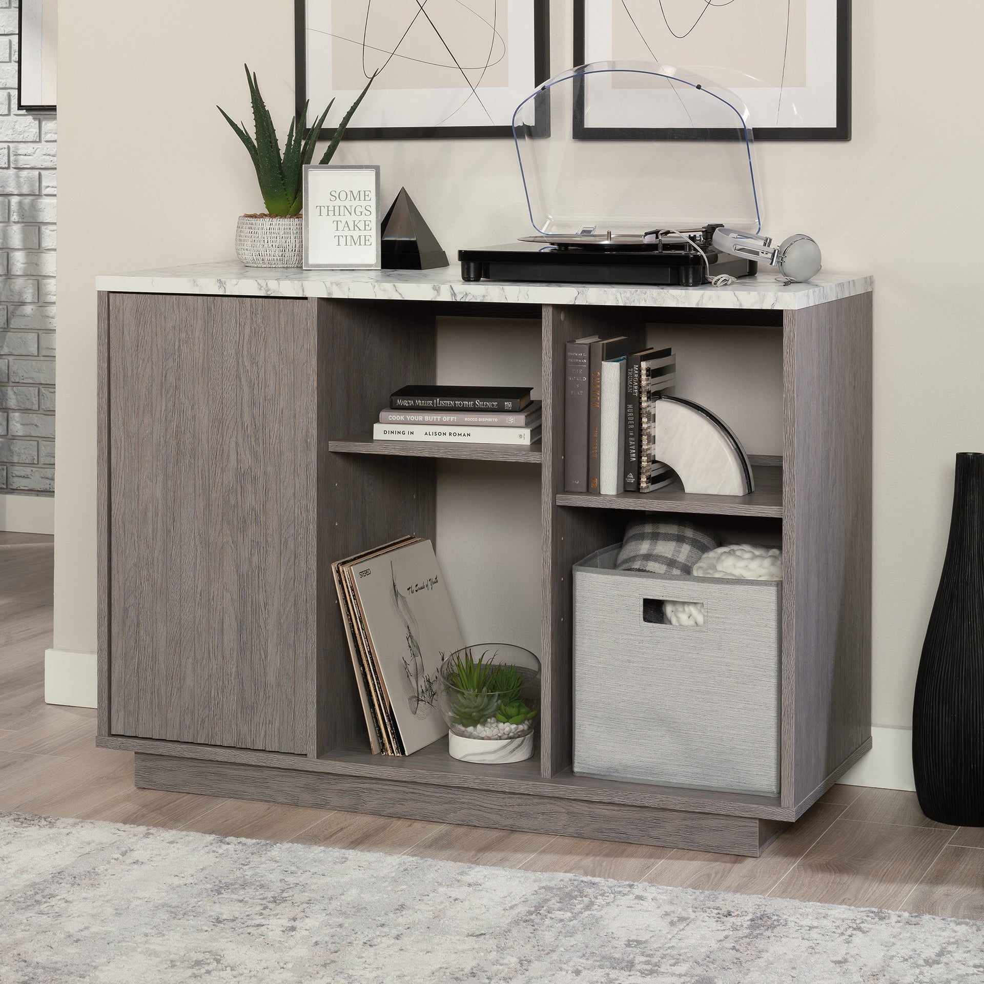 Accent Storage Cabinet with Adjustable Shelves, Gray finish