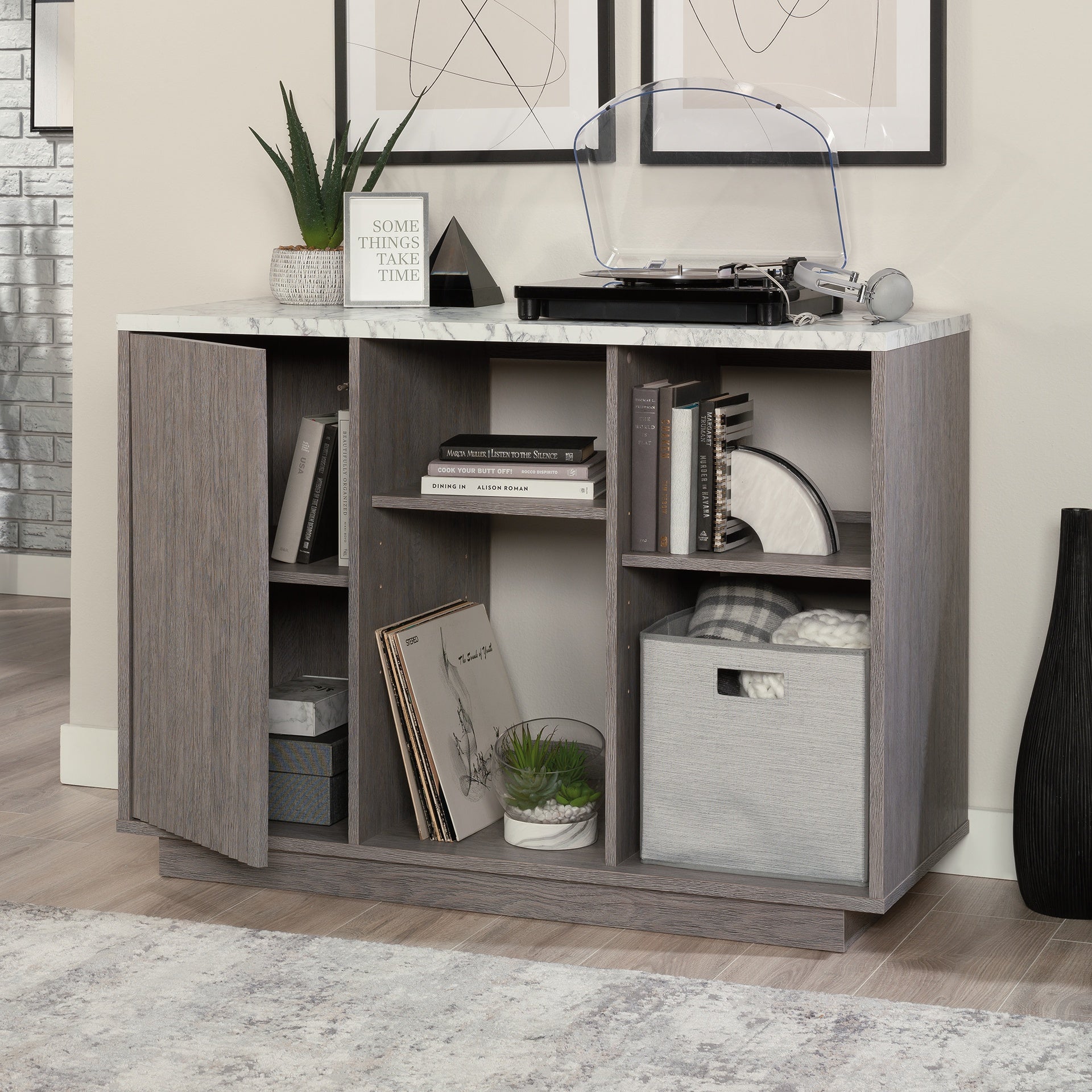 Accent Storage Cabinet with Adjustable Shelves, Gray finish