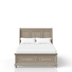 Antique Gray King Storage Bed