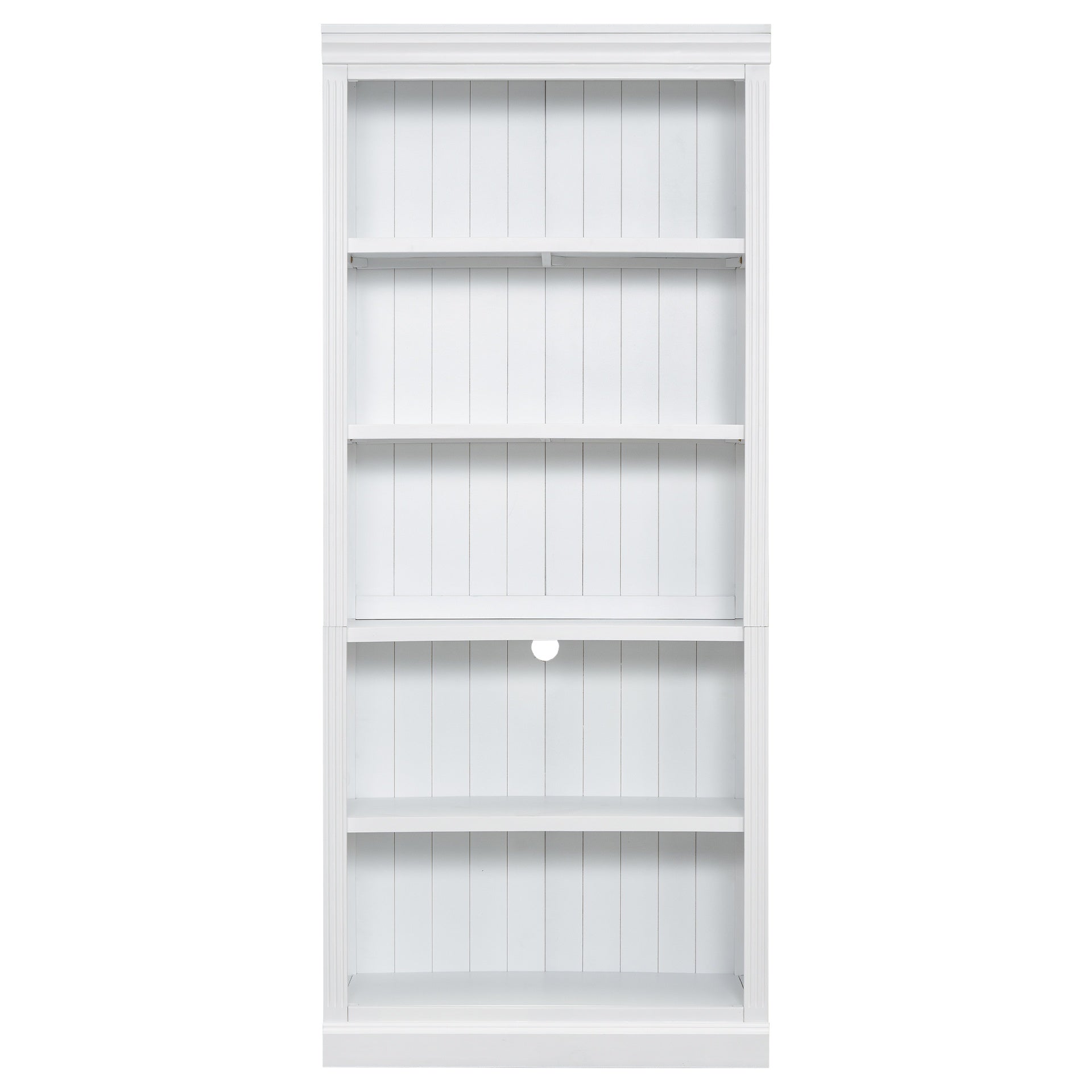 83.4" Tall Wood Bookcase with light strip,5-Tier Decor Bookshelves with Adjustable Shelves,Storage Organizer for CDs/Books,Free Standing Storage Shelves for Living Room,Home Office,White