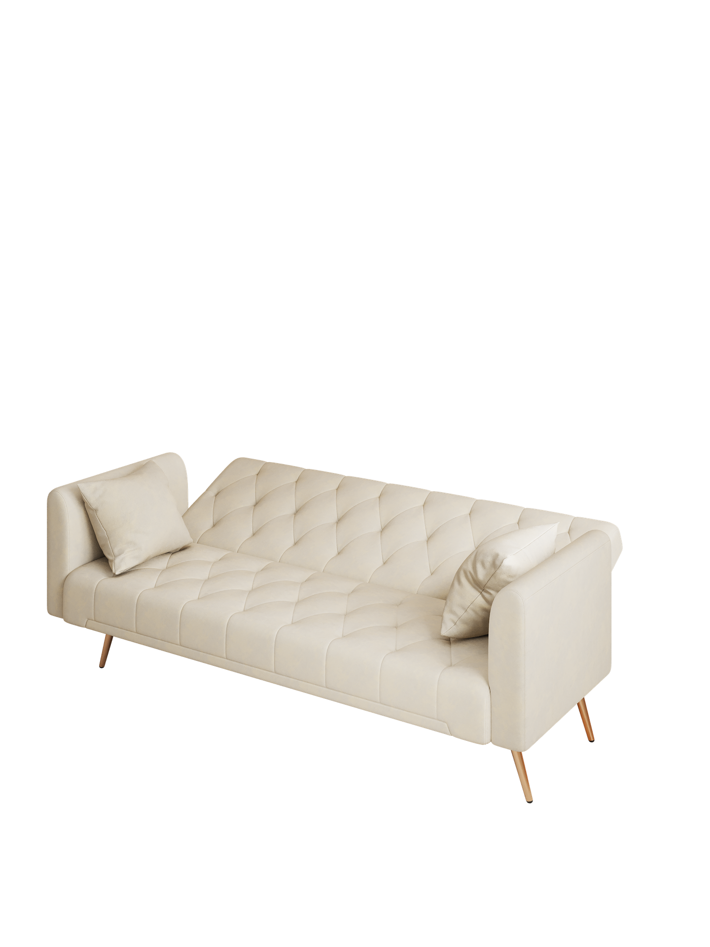 71 inch convertible love seat sofa, American retro beige velvet, suitable for small living room, bedroom, office