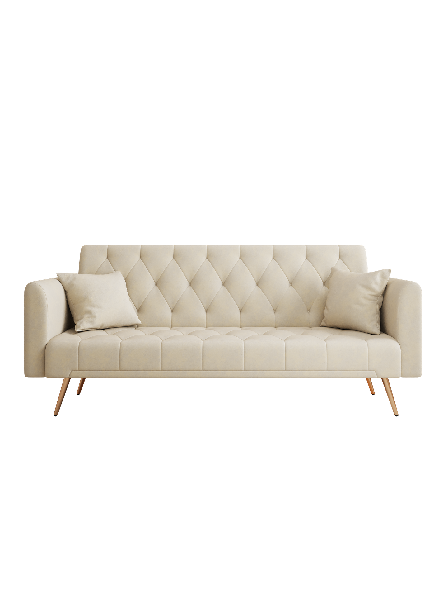 71 inch convertible love seat sofa, American retro beige velvet, suitable for small living room, bedroom, office