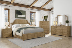 King Planked Panel Bed - Cashew