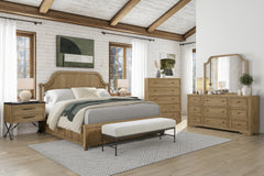 King Planked Panel Bed - Cashew
