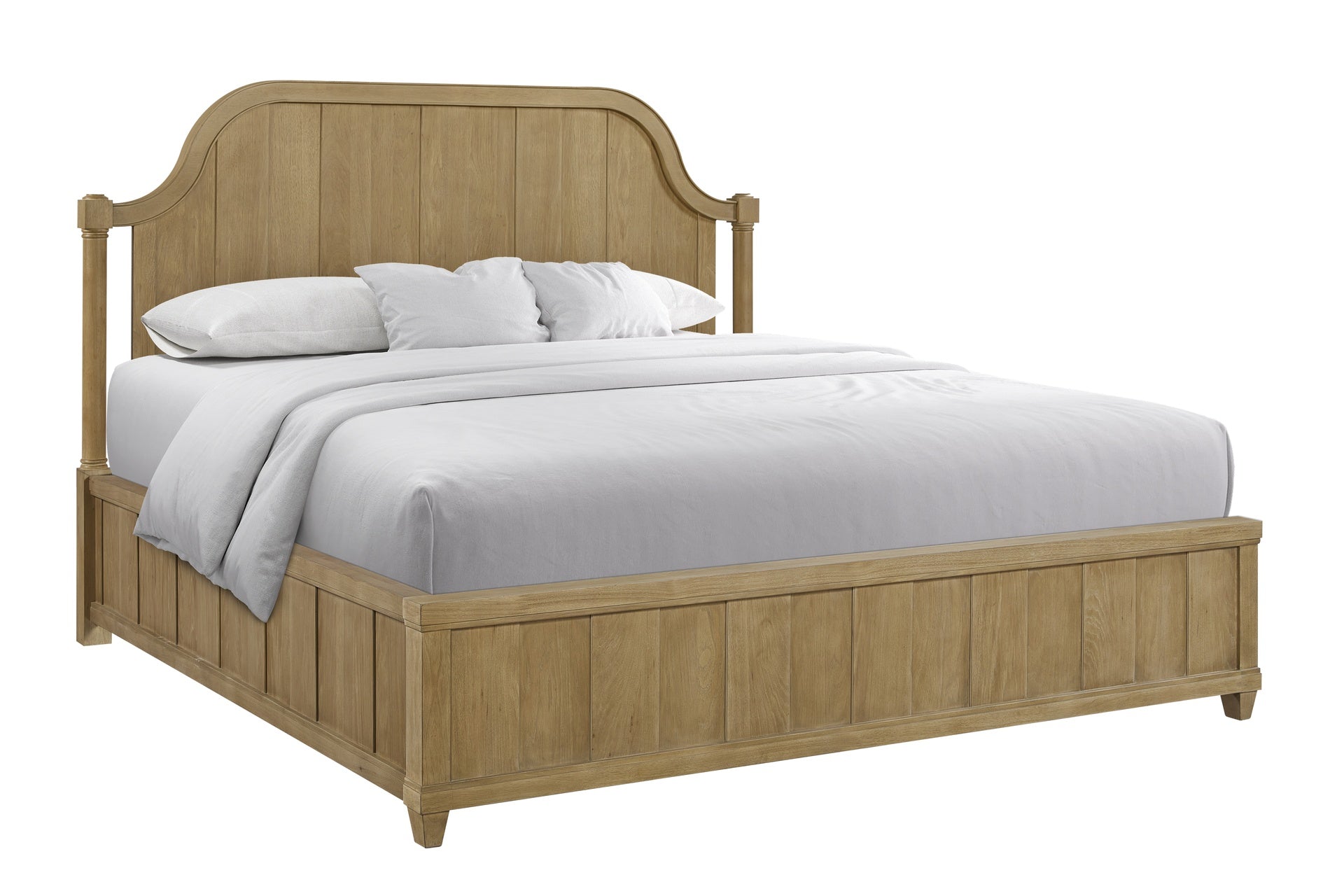 King Planked Panel Bed - Cashew