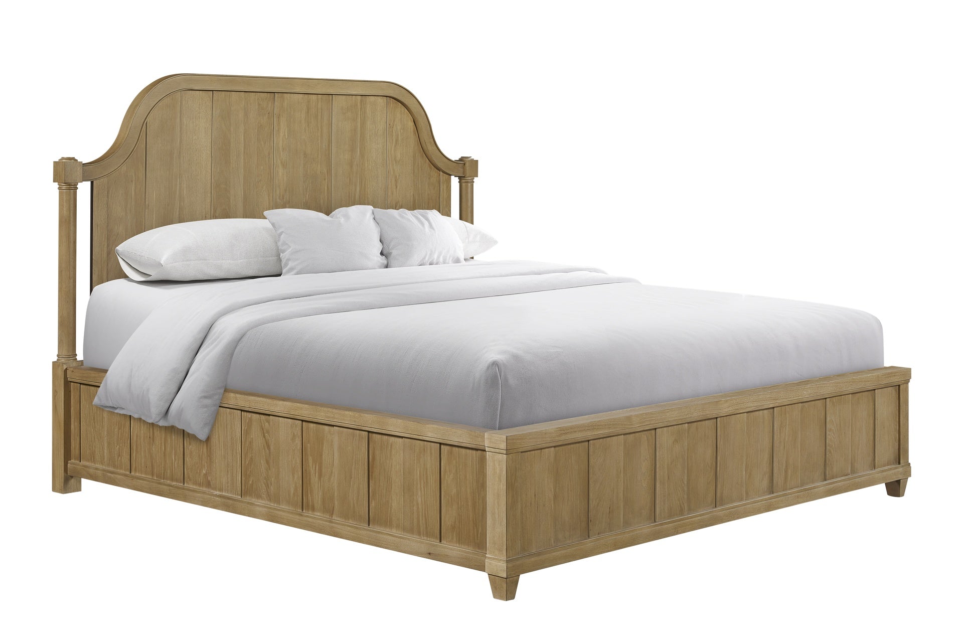 King Planked Panel Bed - Cashew