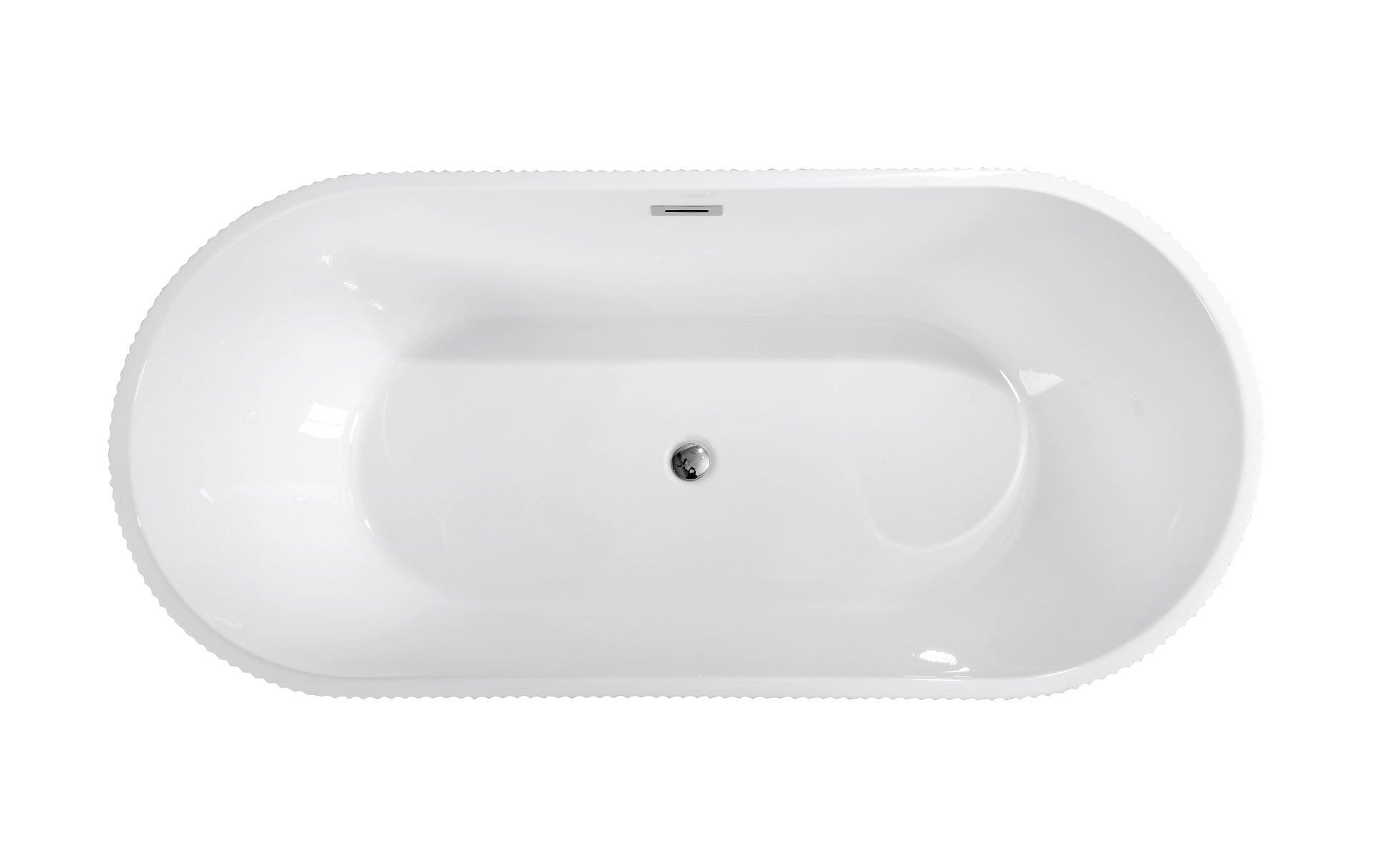59"Linear AcrylicFreestanding Bathtub Stand Alone Soaker Tub, Glossy White Acrylic, POP-UP Chrome Drain, cUPC Certified