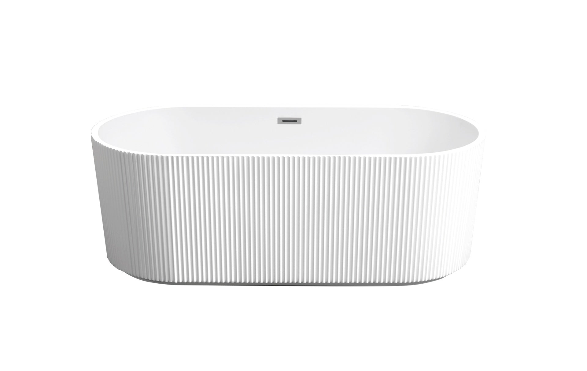 59"Linear AcrylicFreestanding Bathtub Stand Alone Soaker Tub, Glossy White Acrylic, POP-UP Chrome Drain, cUPC Certified