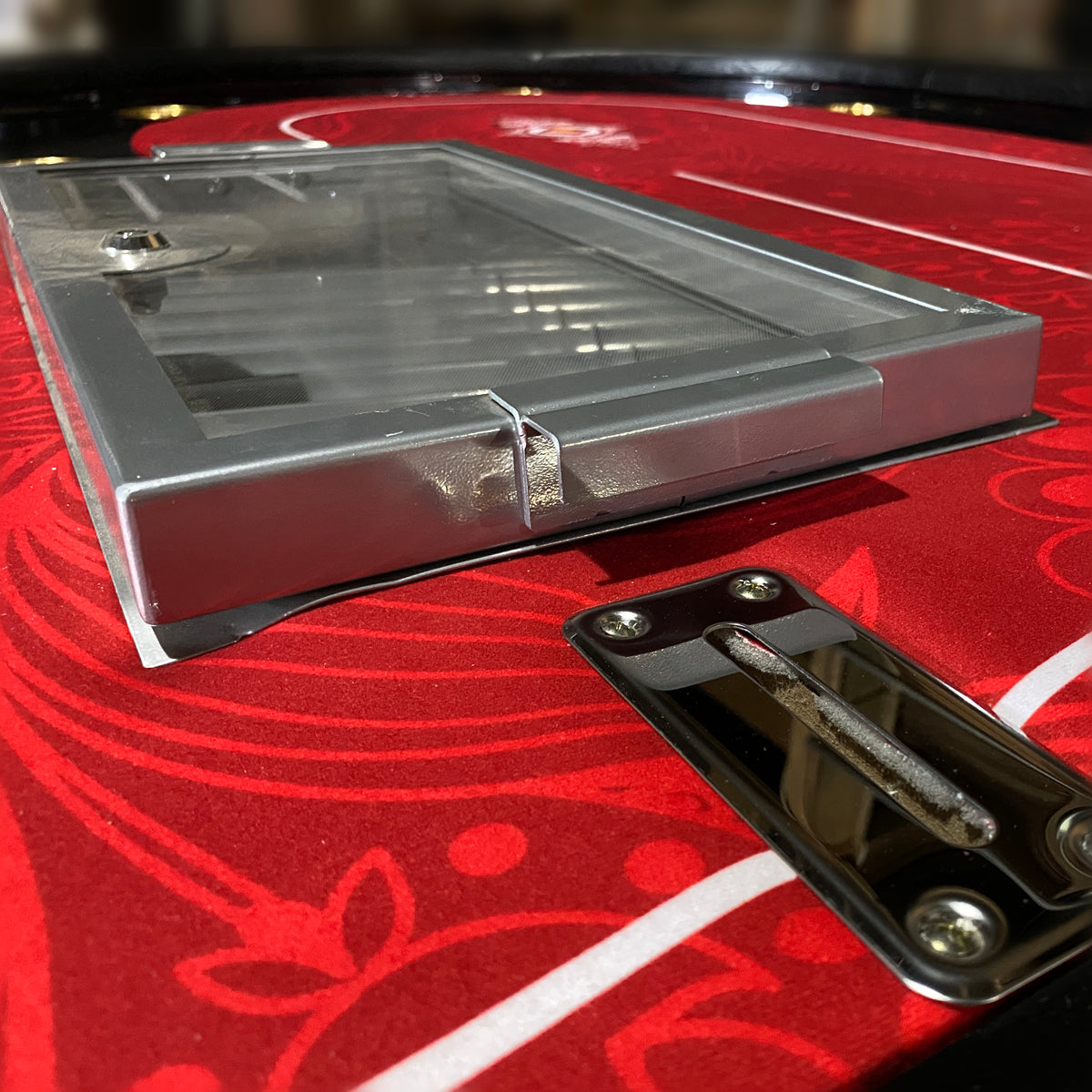 INO Design 96" Premium 10 Player Oval Red Speed Cloth Casino Texas Holdem Poker Table with Chip Tray