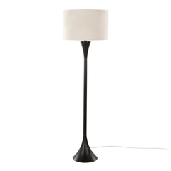 Lenuxe 65" Contemporary Metal Floor Lamp in Oil Rubbed Bronze with Natural Linen Shade from Grandview Gallery by LumiSource
