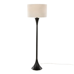 Lenuxe 65" Contemporary Metal Floor Lamp in Oil Rubbed Bronze with Natural Linen Shade from Grandview Gallery by LumiSource