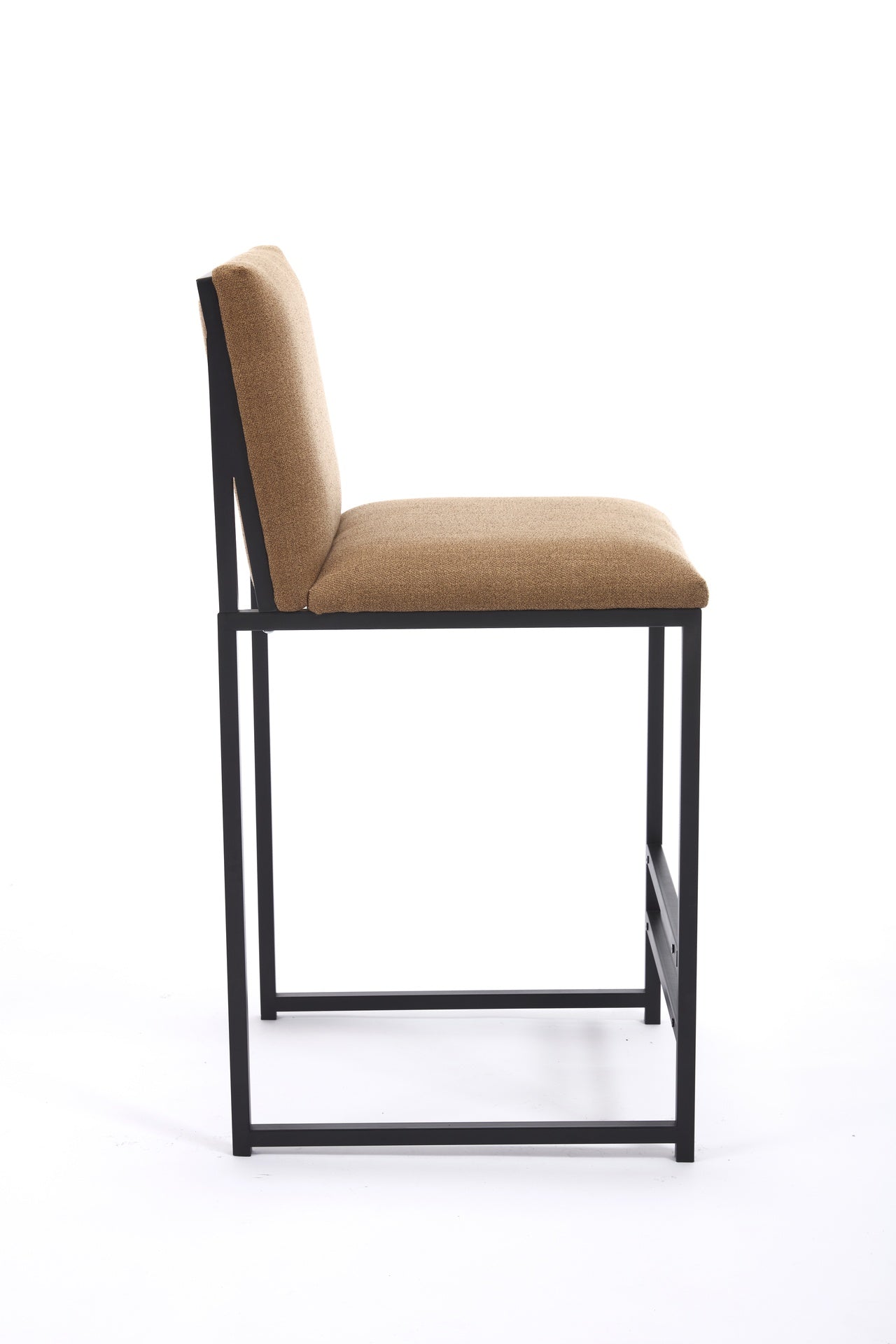 Counter Height Bar Stools Set of 2, Upholstered Linen Bar Chairs, Metal Footrest and Frame for Kitchen,Dining Room,COFFEE