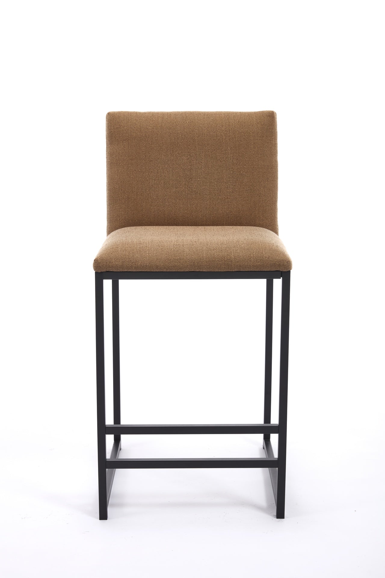 Counter Height Bar Stools Set of 2, Upholstered Linen Bar Chairs, Metal Footrest and Frame for Kitchen,Dining Room,COFFEE