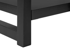 Accent Table, Side, End, Narrow, Small, 2 Tier, Living Room, Bedroom, Black Laminate, Black Metal, Contemporary, Modern