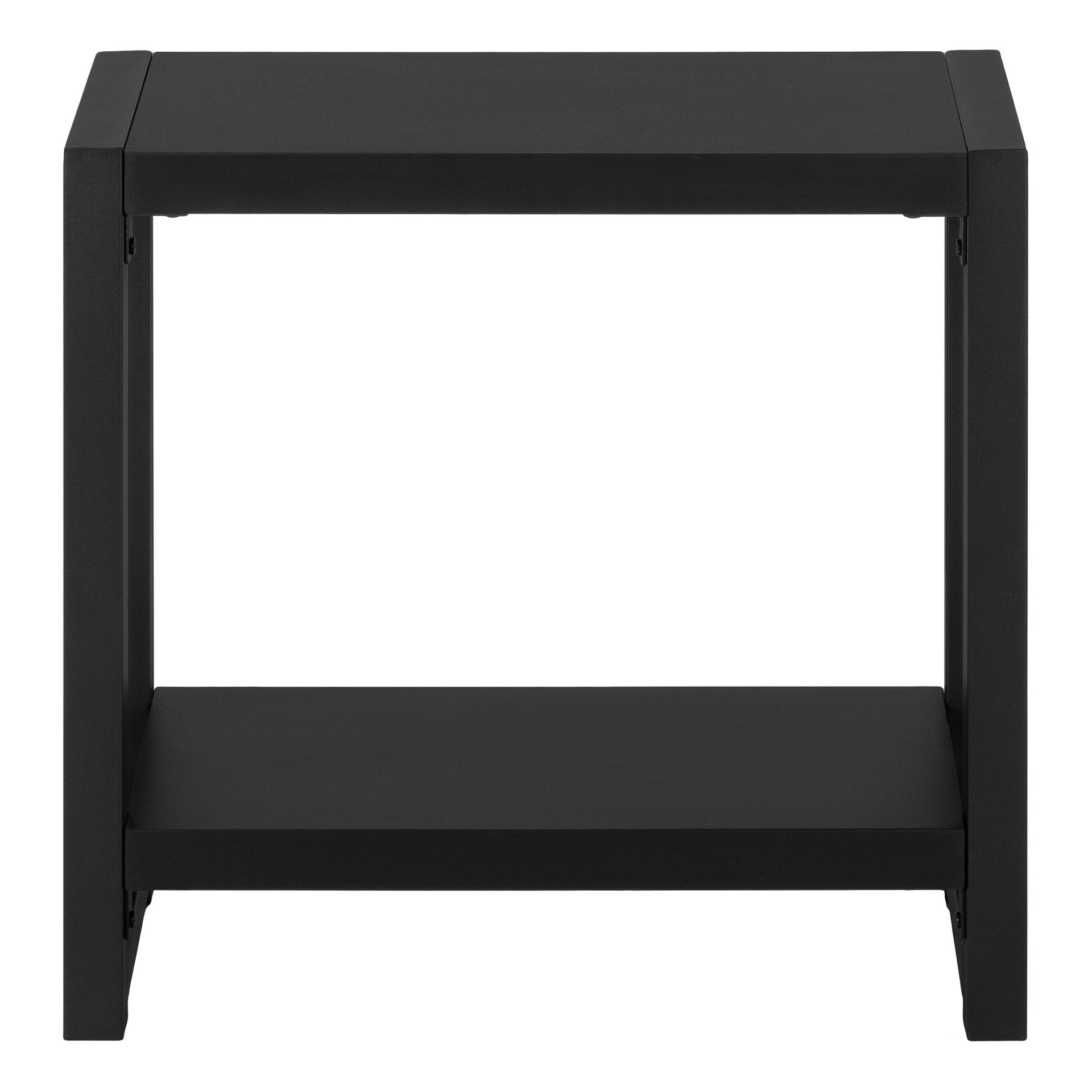 Accent Table, Side, End, Narrow, Small, 2 Tier, Living Room, Bedroom, Black Laminate, Black Metal, Contemporary, Modern