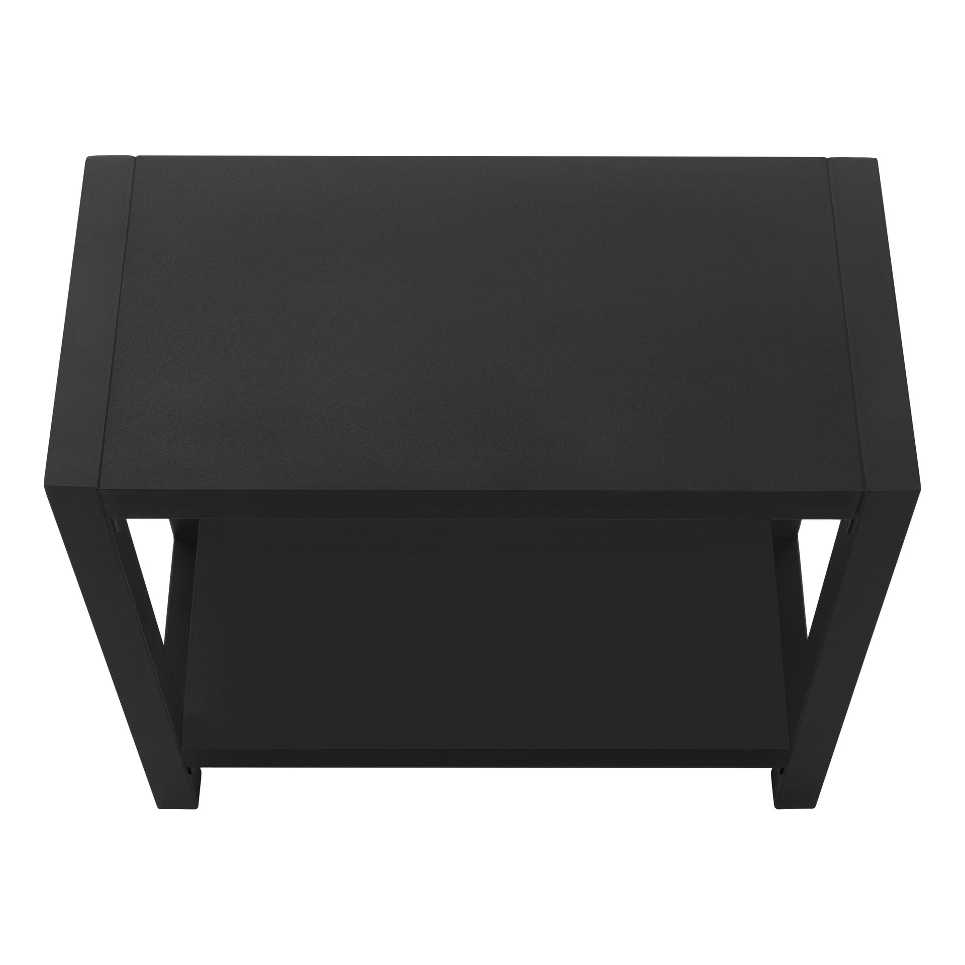 Accent Table, Side, End, Narrow, Small, 2 Tier, Living Room, Bedroom, Black Laminate, Black Metal, Contemporary, Modern