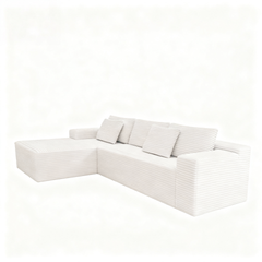 104.3*68.9"Modular sectional sofa seat,Upholstered compressed couch for living room,Bedroom,Apartment,No assembly required,2PC free combination,Plush corduroy fabric,WHITE