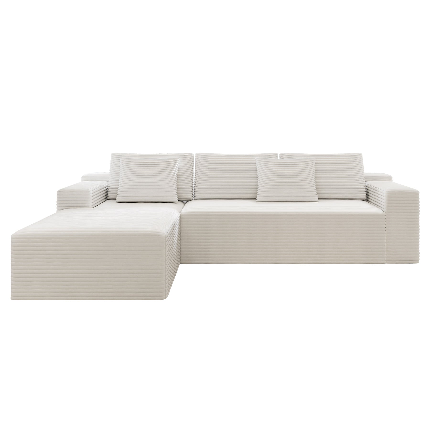 104.3*68.9"Modular sectional sofa seat,Upholstered compressed couch for living room,Bedroom,Apartment,No assembly required,2PC free combination,Plush corduroy fabric,WHITE