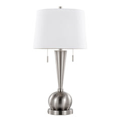 Jules 30.25" Contemporary Metal Table Lamp in Brushed Nickel with White Linen Shade and Built-In USB Port from Grandview Gallery by LumiSource - Set of 2