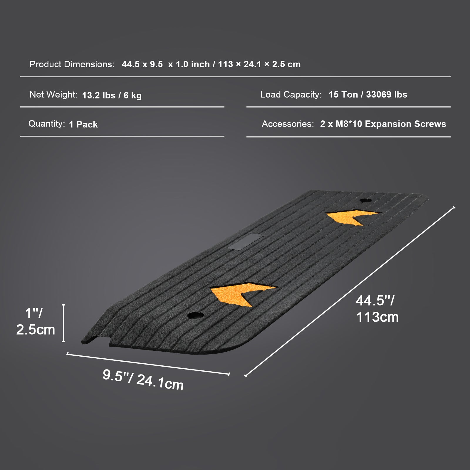Upgraded Rubber Threshold Ramp, 1" Rise Wheelchair Ramp Doorway, Natural Curb Ramp Rated 33069 lbs Load Capacity, Non-Slip Textured Surface Rubber Curb Ramp for Wheelchair and Scooter