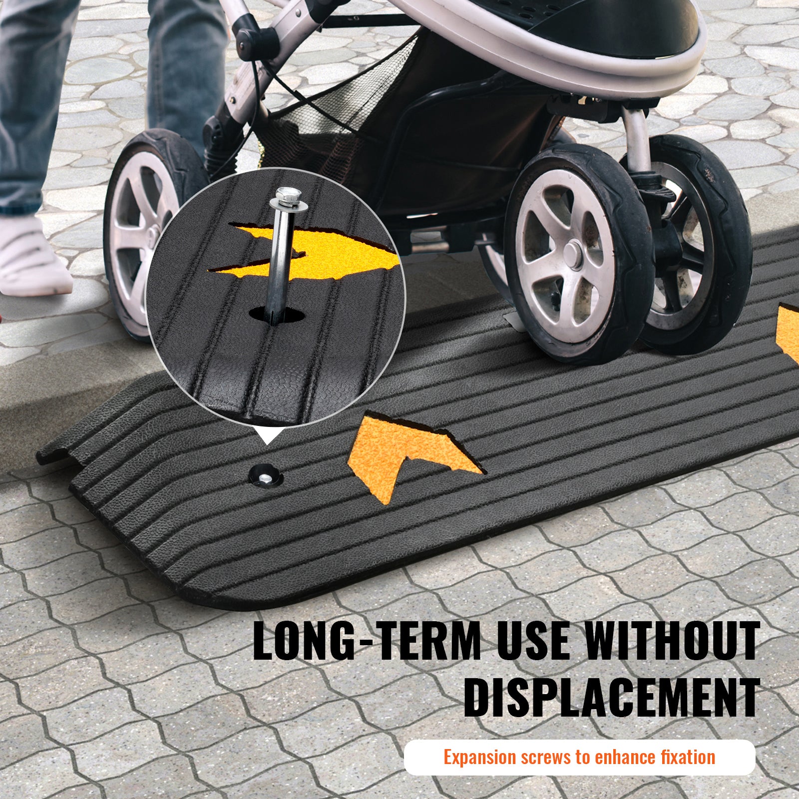 Upgraded Rubber Threshold Ramp, 1" Rise Wheelchair Ramp Doorway, Natural Curb Ramp Rated 33069 lbs Load Capacity, Non-Slip Textured Surface Rubber Curb Ramp for Wheelchair and Scooter