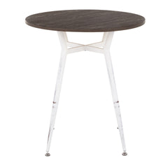 Clara Industrial Round Dinette Table in Vintage White Metal and Espresso Wood-Pressed Grain Bamboo by LumiSource