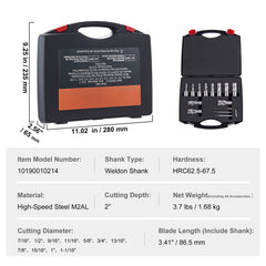 nnular Cutter Set, 13 pcs Weldon Shank Mag Drill Bits, 7/16" to 1-1/16" Cutting Diameter, 2" Cutting Depth, M2AL HSS, with 2 Pilot Pins, Hex Wrench and Portable Case, for Using with Magnetic Dr
