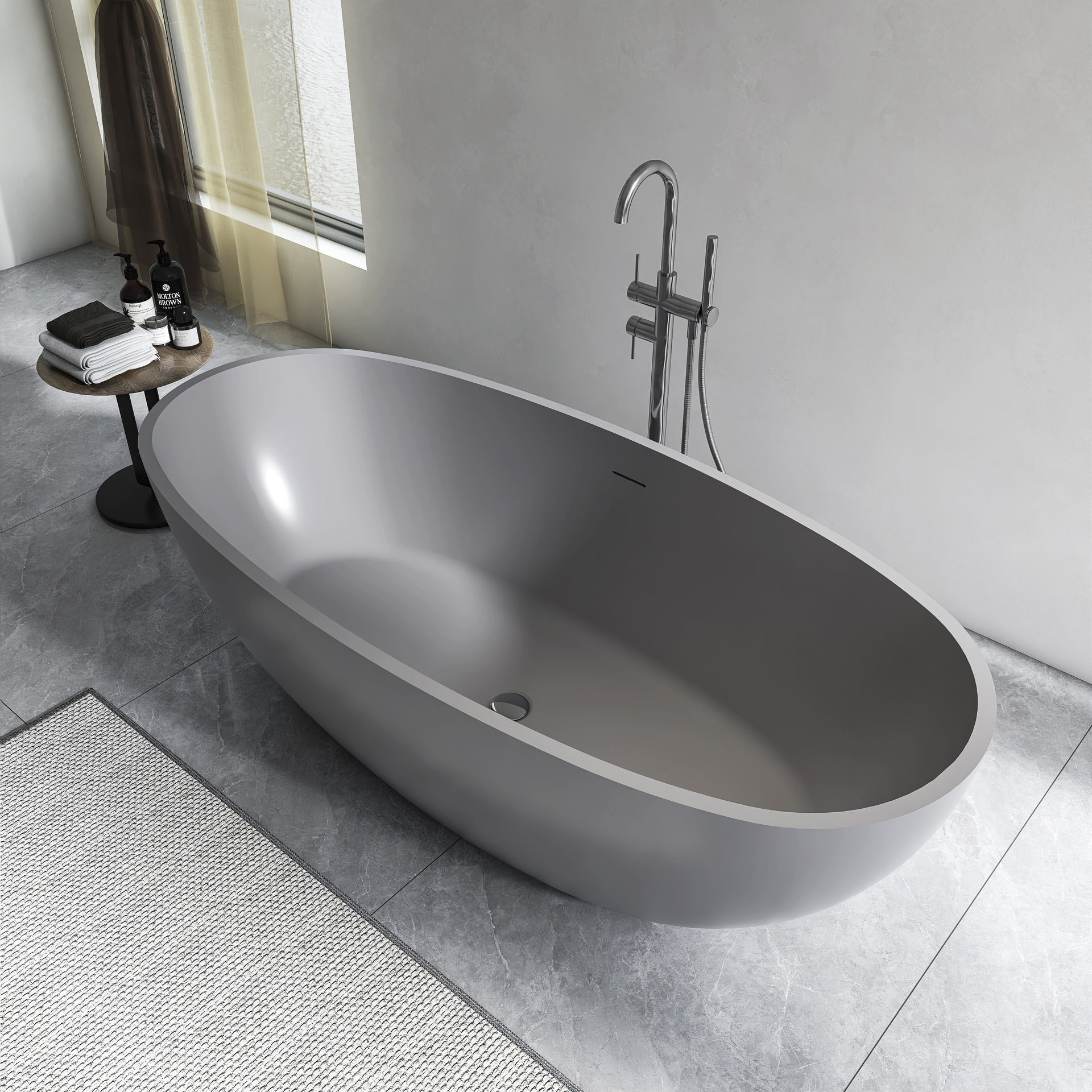 65.2 inch freestanding solid surface soaking bathtub for bathroom
