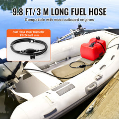 Marine Fuel Tank, 3.17 Gallon/12L, Portable Boat Fuel Gas Tank for Outboard Engine Boats, Plastic Outboard Marine Boat Fuel Tank with Hose, Easy to Carry for Yacht, Fishing Boat, Deck Boat, Red