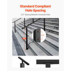 Cable Railing Post, 36x2x2 Inch Stair Railing Post, with Pre-Drilled 30° Angled Holes, Stainless Steel Cable Rail Post with Horizontal and Curved Bracket, 1-Pack, Black, 1JZLGZXHS914YIVIS001V0