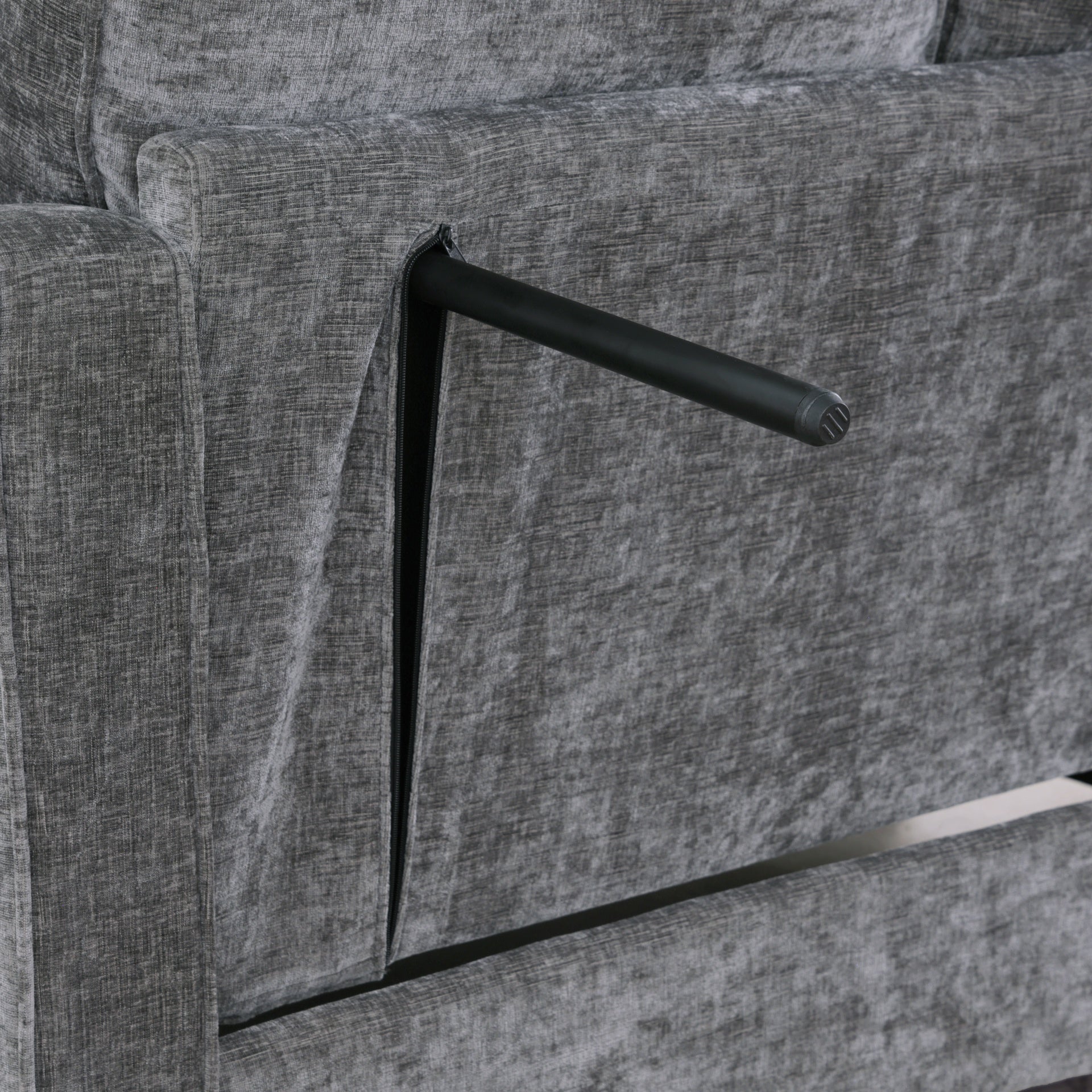 Two-seater sofa, double sofa chaise longue, with irregular armrests and backrests, footrest with storage space, comes with two small throw pillows, suitable for living room and bedroom - Grey