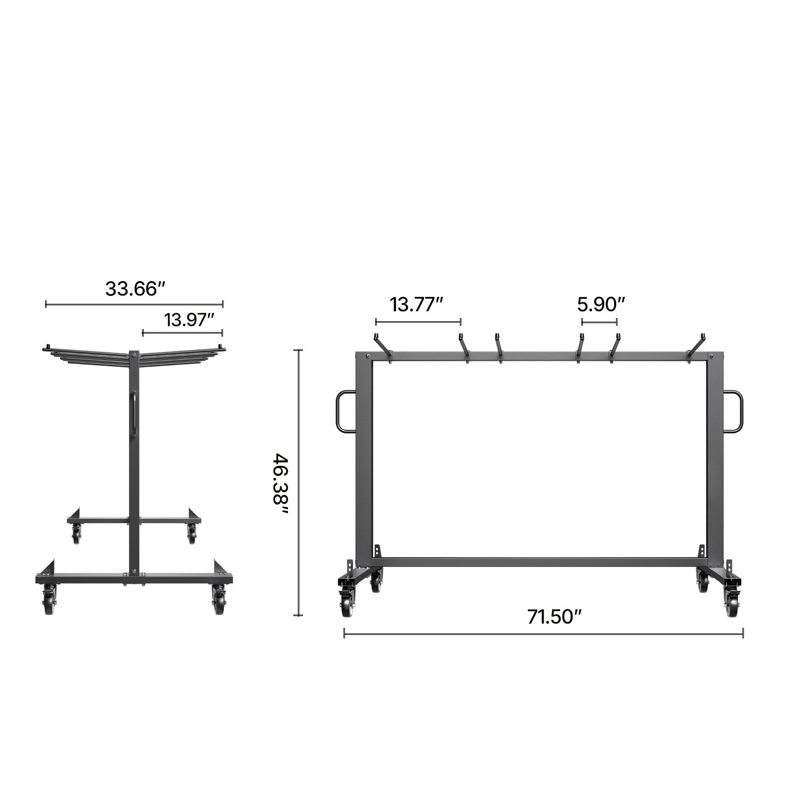 Folding Chair Rack Cart for 42 Chairs or 12 Tables of 400 LBS with Wheels