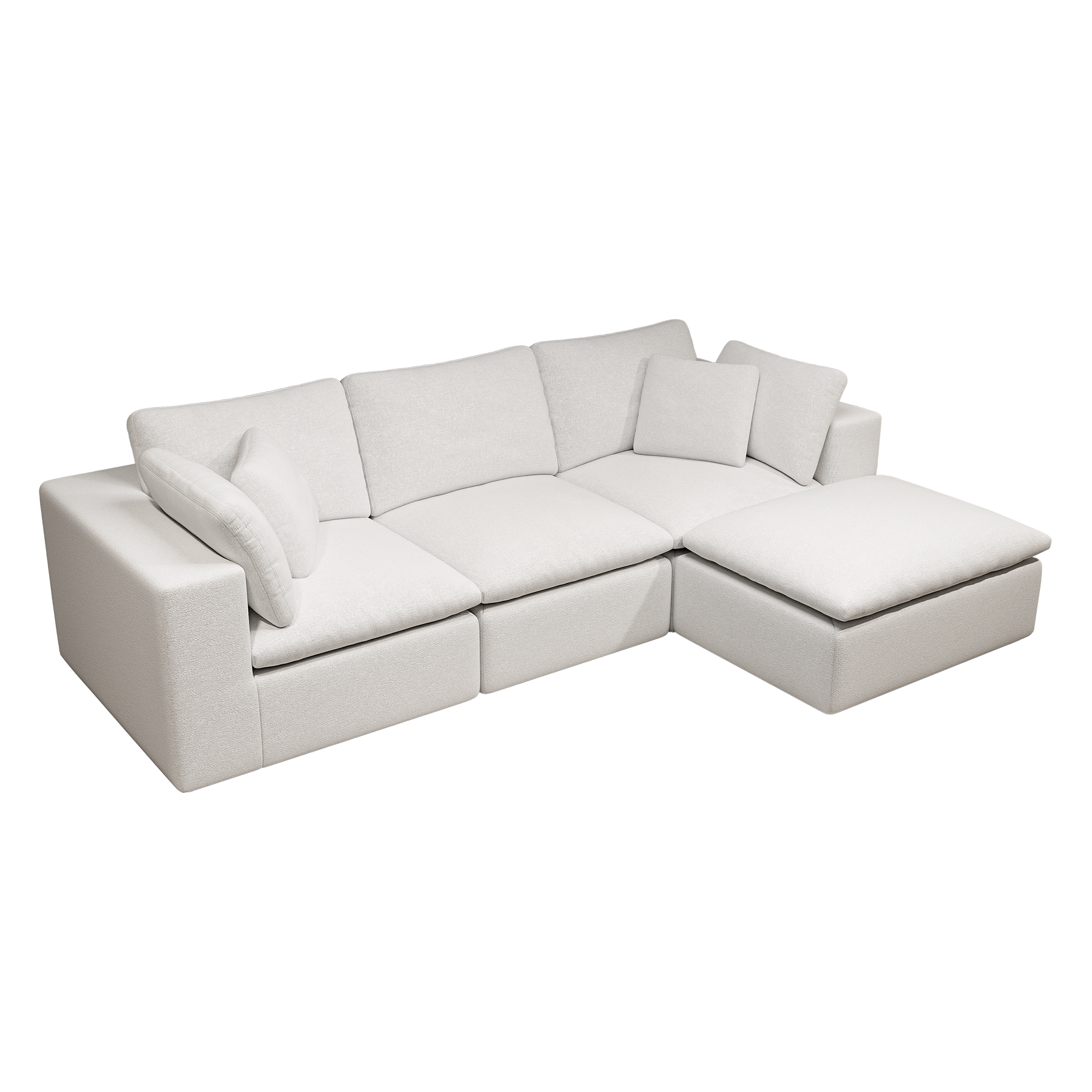 108.3*68.9"Modular sectional sofa seat,Upholstered compressed couch for living room,Bedroom,Apartment,No assembly required,4PC free combination,Plush corduroy fabric,WHITE