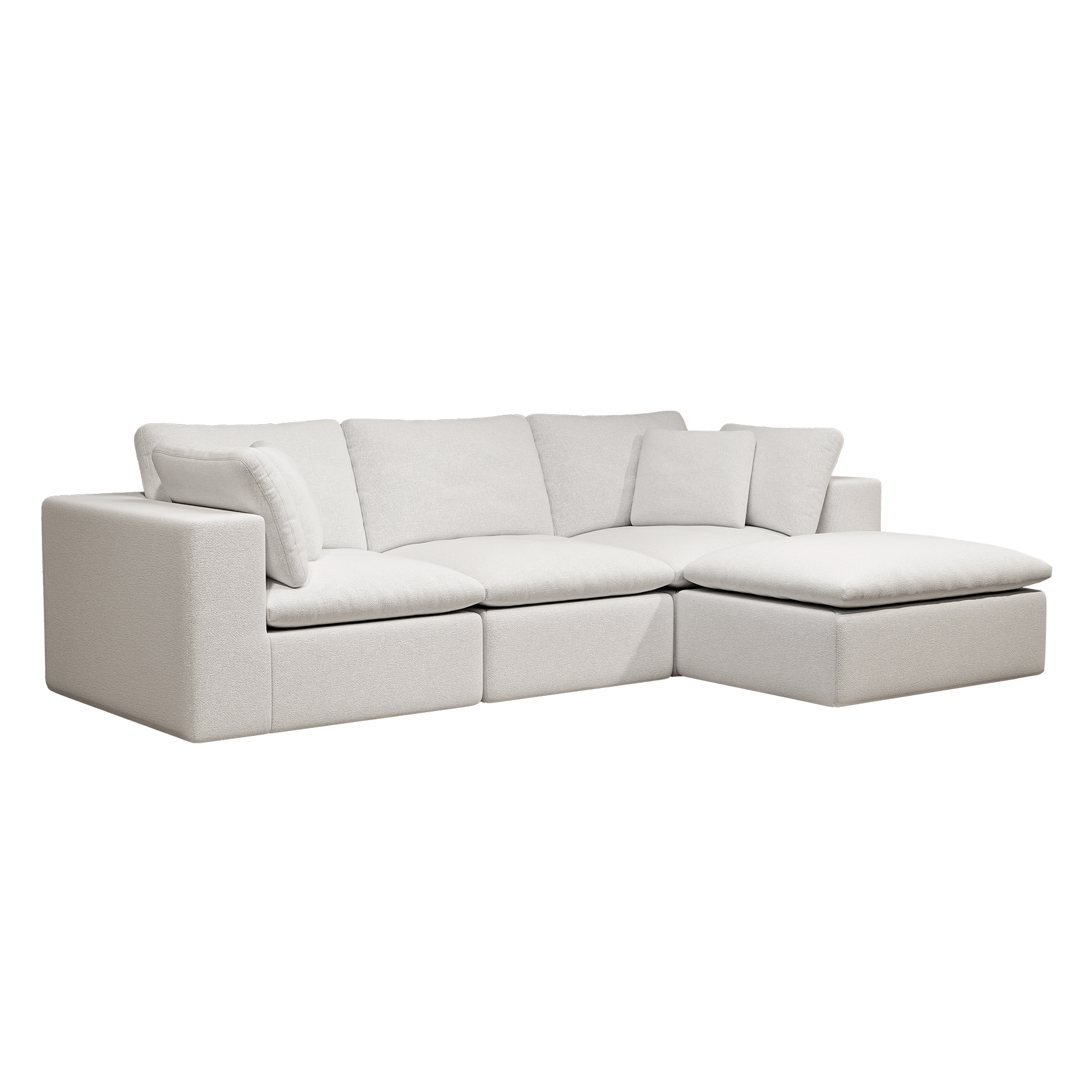 108.3*68.9"Modular sectional sofa seat,Upholstered compressed couch for living room,Bedroom,Apartment,No assembly required,4PC free combination,Plush corduroy fabric,WHITE
