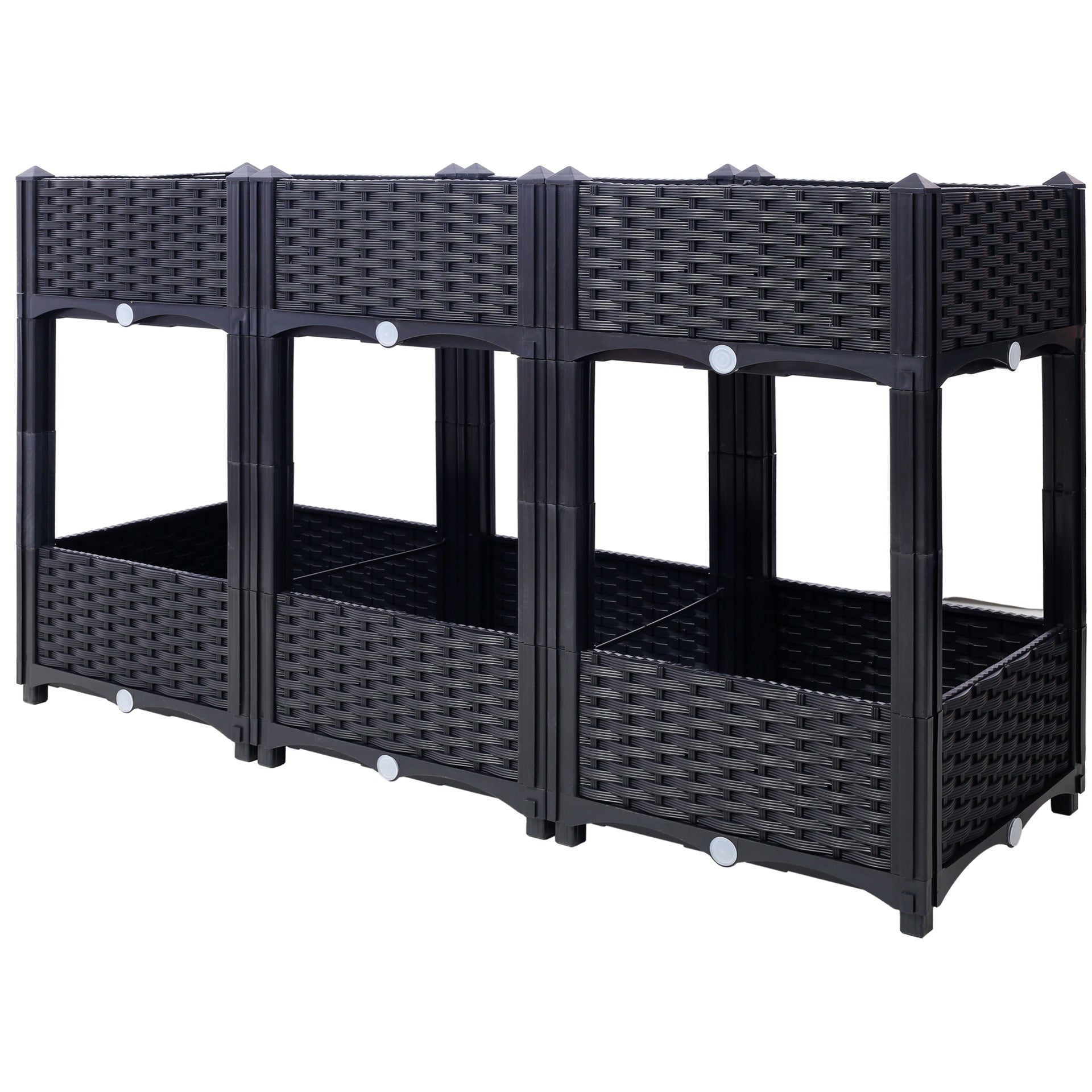Planter Raised Beds - Elevated Planter Garden Box with Drainage Plug Raised Garden Beds for Vegetable/Flower/Herb Outdoor Standing Planter Beds Gardening Kit,Black,47.2"x15.7"x27.7"