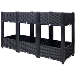 Planter Raised Beds - Elevated Planter Garden Box with Drainage Plug Raised Garden Beds for Vegetable/Flower/Herb Outdoor Standing Planter Beds Gardening Kit,Black,47.2"x15.7"x27.7"